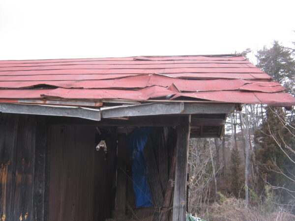 トタンを垂木（たるき）に打ち付けて完成です。
